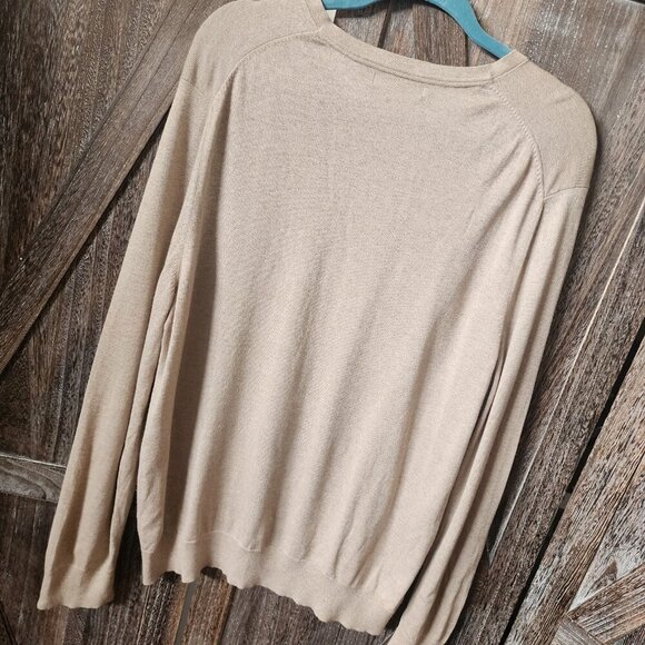 Men's Banana Republic‎ V-Neck Tan Sweater Silk Cotton Cashmere Blend Size XL EUC - Picture 4 of 9